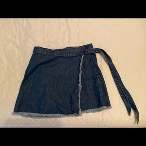 Madewell wrap skirt with raw hem